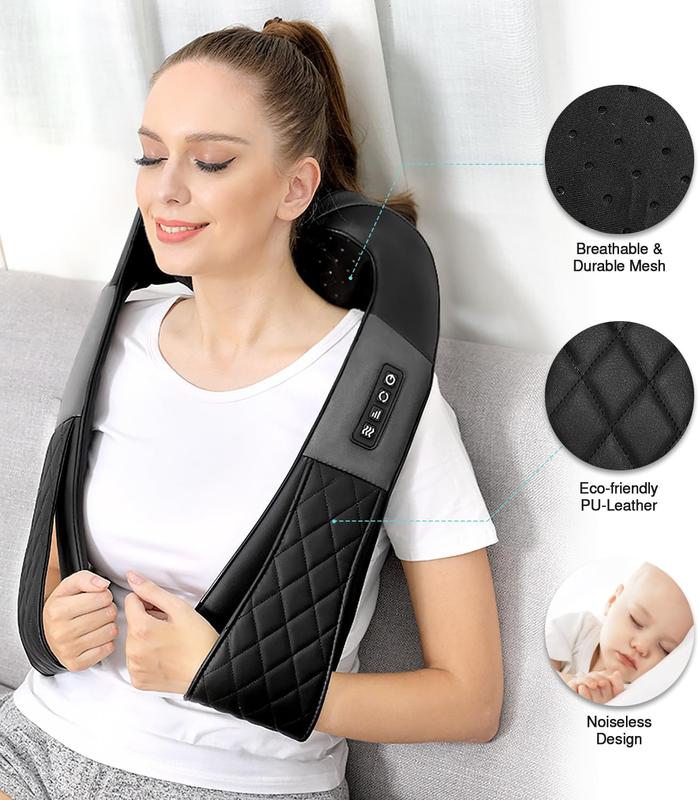 Shiatsu Neck and Back Massager with Heat, Deep Tissue 4D Kneading Massage Pillow for Neck, Back, Shoulder, Leg, Use at Home, Office, Car - Gifts for Women Men Mom Dad,Best Christmas Gift for Your Parents