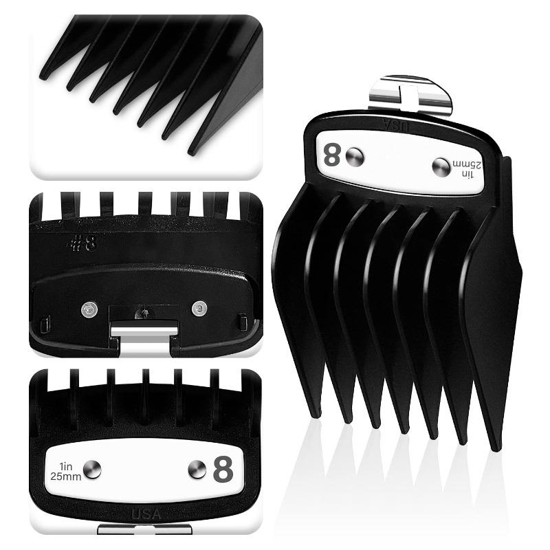 Professional Hair Clipper Guards Guides 10 counts Coded Cutting Guides #3170-400- 1 16” to 1” fits for All Wahl Clippers(Black-10 counts)