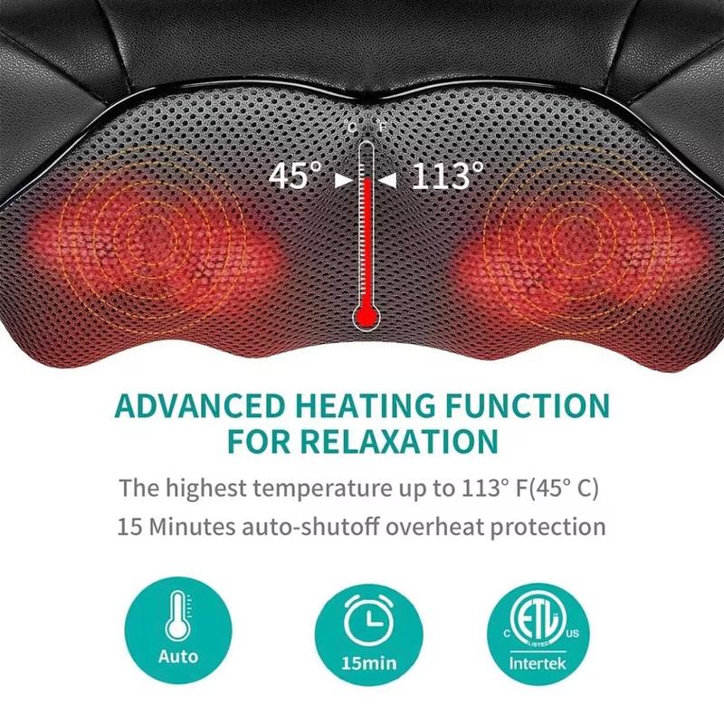 Neck Shoulder Back Massager with Heat - Shiatsu Massager Adjustable Relaxing Gift Plug-in Comfort neck black massage devices Daily Lightweight