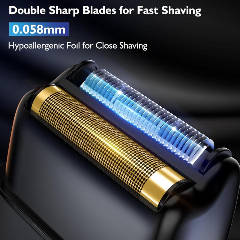 Electric Foil Shaver for Men-3 Adjustable Speeds, Rechargeable Waterproof Razor with LED Display,Ultra-Thin Titanium Foils for Face,Beard&Head Shaving