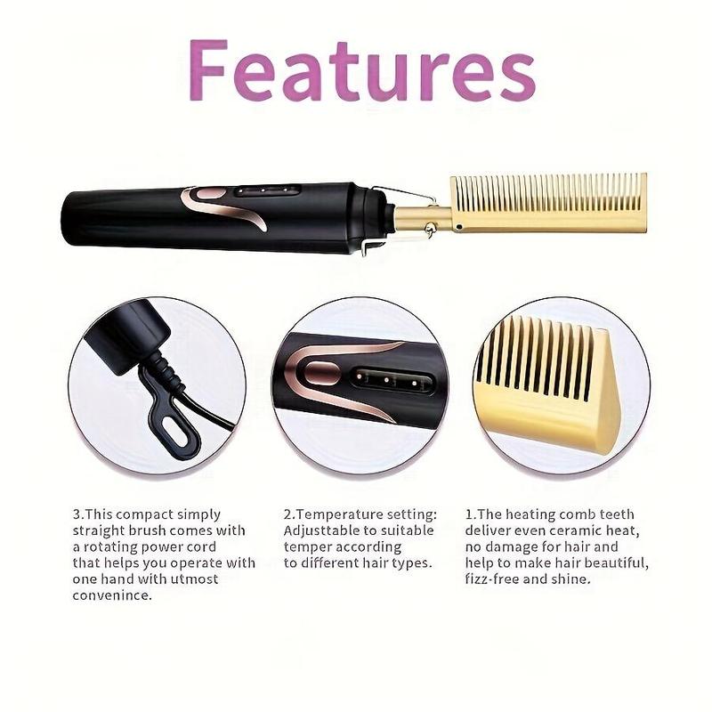 Multi-functional Hair Straightening Comb,  Wet & Dry Dual Uses Hair Straightener Comb, Professional Hair Straightening Tool, Silk Press