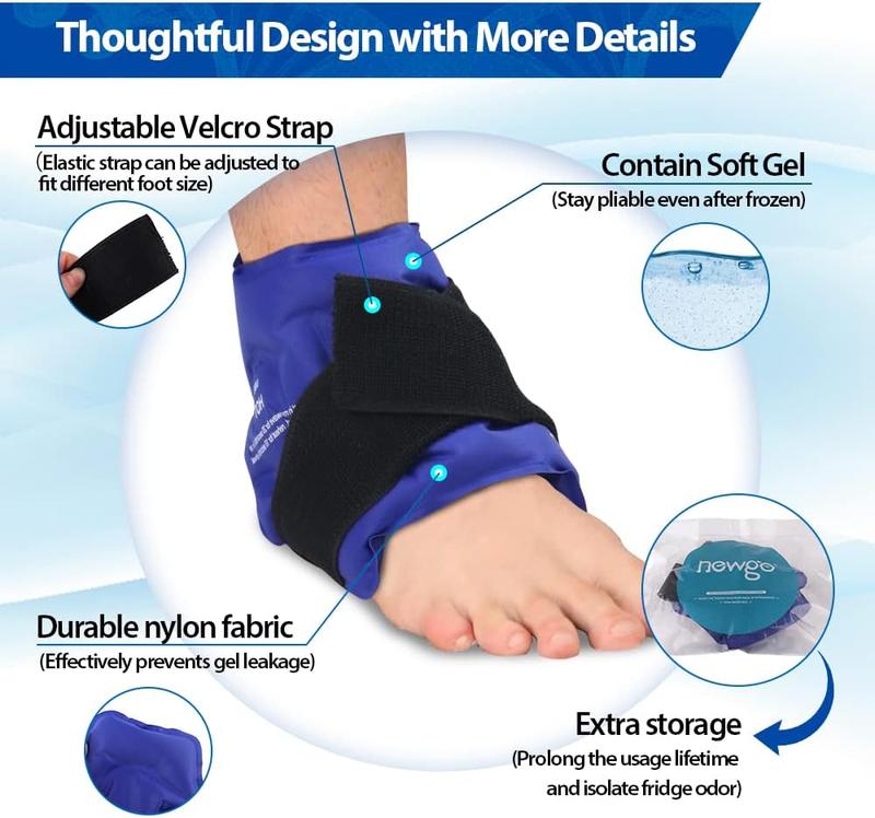 Ankle Ice Pack Wrap for Swelling, Ice Pack for Ankle Injuires Reusable, FSA or HSA Ankle Cold Pack Wrap Hot Cold Therapy Ankle Ice Wrap for Sprains, Achilles, Tendonitis - Blue