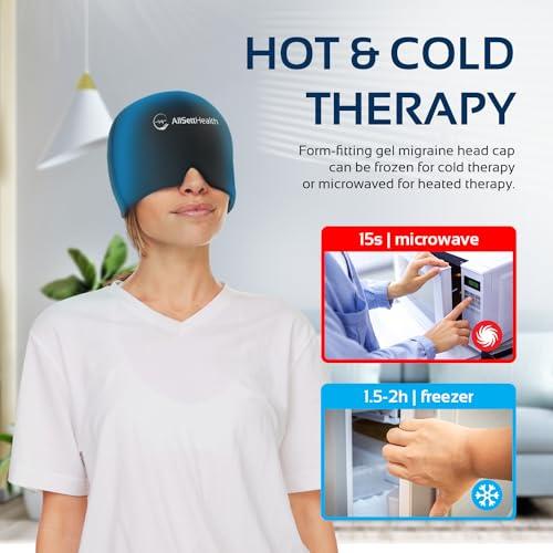 Migraine Headache Relief Cap, Gel Ice Head Wrap | Tension and Stress Relief Hat with Hot Cold Gel Head Ice cap for Peaceful Sleep.