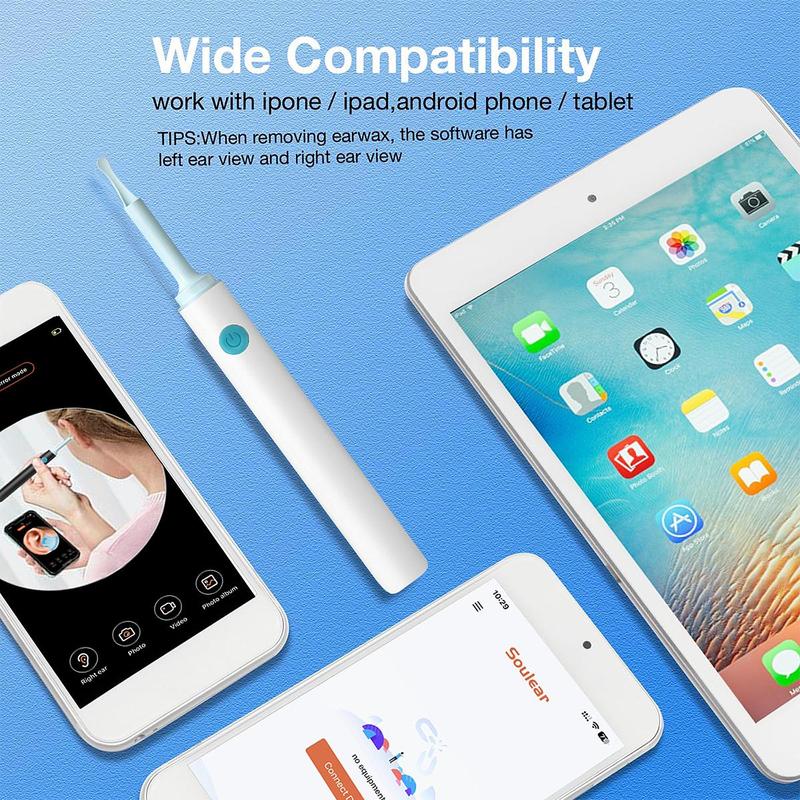 Intelligent Visual Ear Scoop, 1 Box Ear Wax Removal Tool, Ear Cleaner with Camera, Ear Wax Removal Kit with Accessories for iPhone, iPad, Android Phones