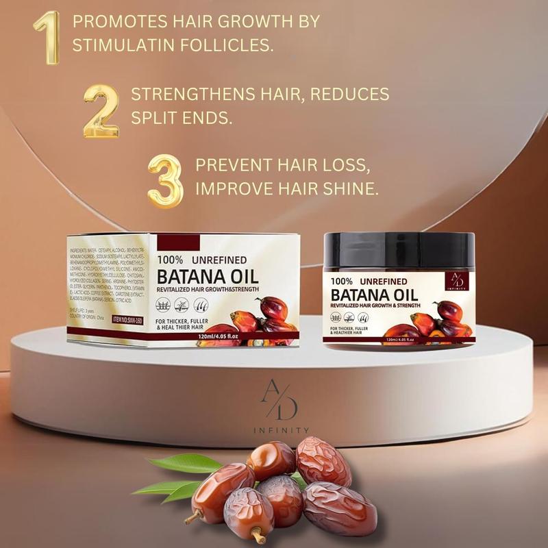 100% Unrefined Raw Batana Oil for Hair Growth Dr. Sebi Organic Pure from Honduras with Keratin, Coffee Extract & Other Ingredients to Enhance Efficacy for Thicker, Strength (4.02 oz, Butter)