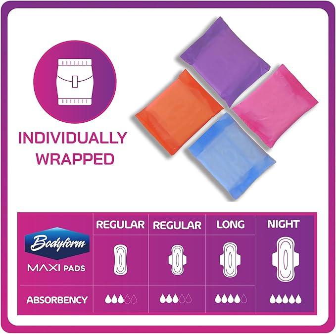 Bodyform Maxi-Pads Wingless (14 Count) - Ultra-Absorbent Feminine Hygiene Pads - Comfort