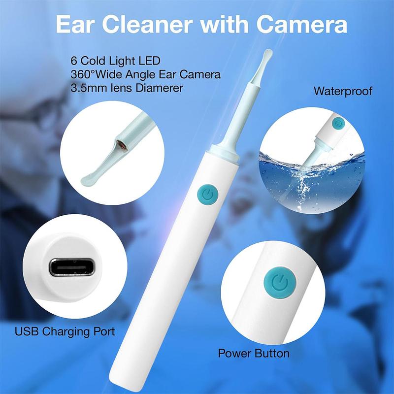 Intelligent Visual Ear Scoop, 1 Box Ear Wax Removal Tool, Ear Cleaner with Camera, Ear Wax Removal Kit with Accessories for iPhone, iPad, Android Phones