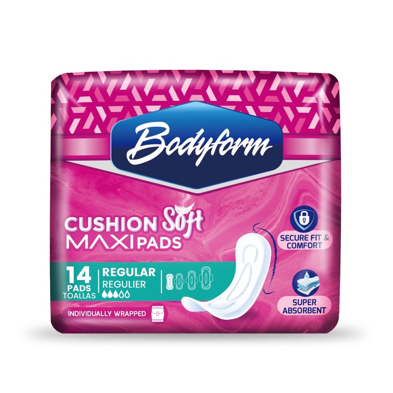 Bodyform Maxi-Pads Wingless (14 Count) - Ultra-Absorbent Feminine Hygiene Pads - Comfort