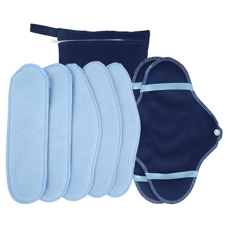 8 Counts Portable Breathable Reusable Sanitary with Storage Bag Menstrual Protective Pads Wing Wear Wet Bag for Women Girls