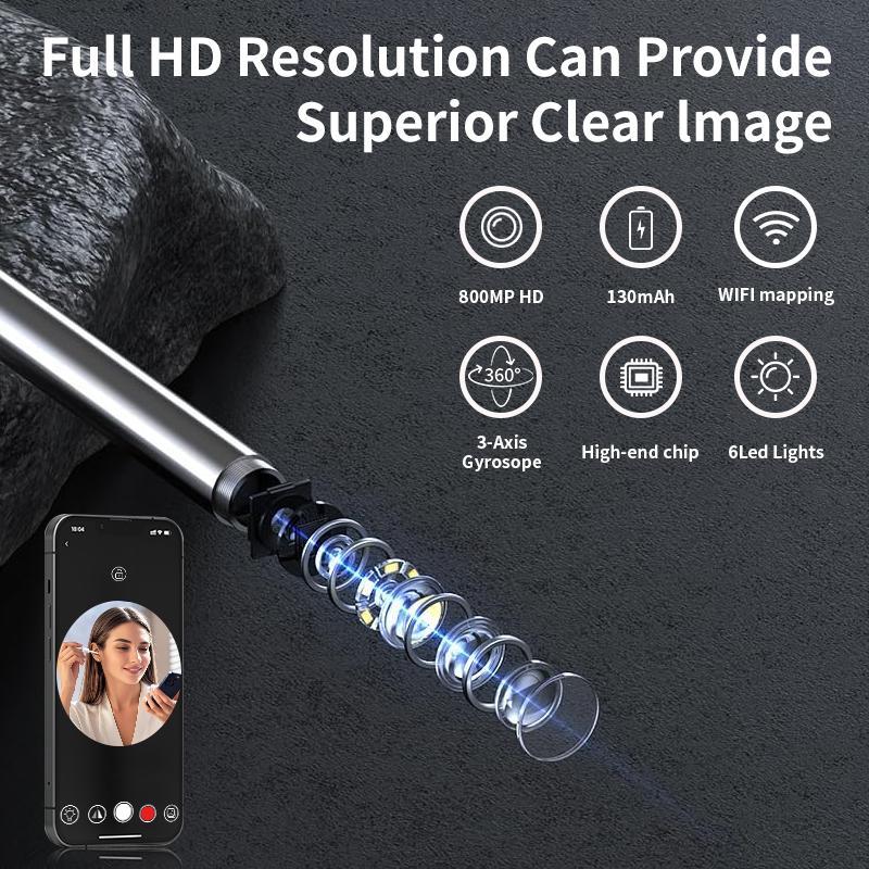 Spring Visual Ear Wax Removal Tool, 8pcs set High-definition Wireless Otoscope with HD Waterproof Ear Camera, Visual Earwax Cleaner Ear Cleaning Kit, Compatible with Phone and Tablet of Ios and Android System, Ear Cleaner, Trending Product