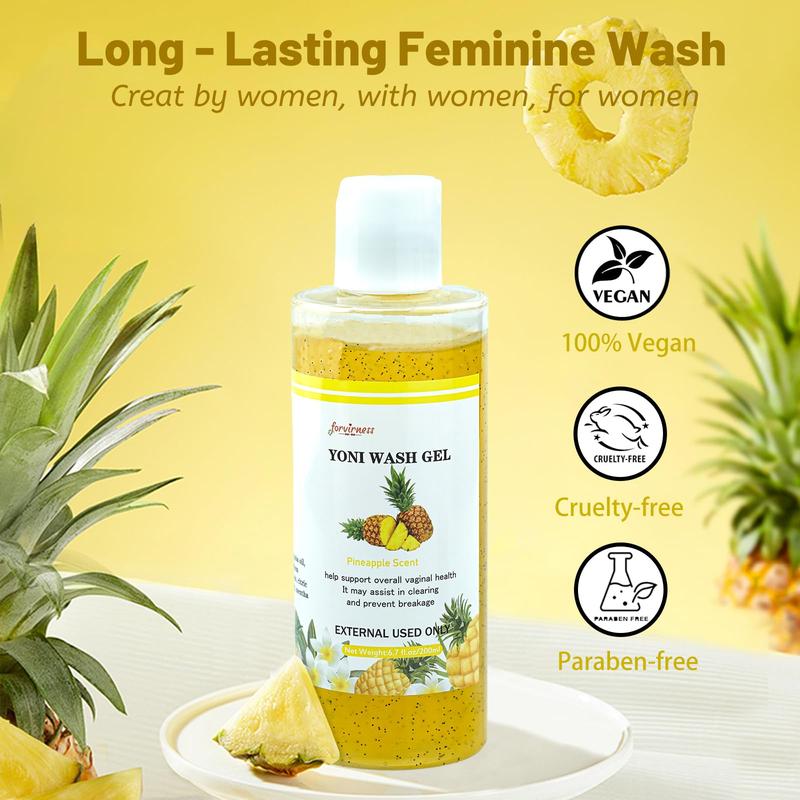 Natural Yoni Wash Yoni Oil Set, Feminine Wash for Women ph Balance, 1 fl.oz Feminine Oil & 6.7 fl.oz Intimate Vaginal Wash - Pineapple Scent