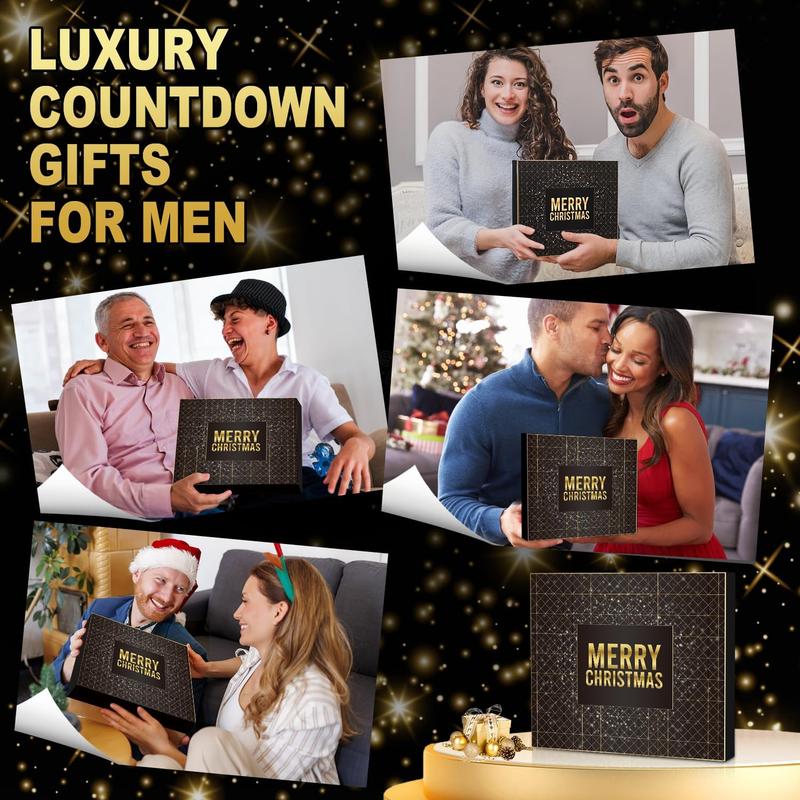 Men Advent Calendar 2024 Adult, 24 Countdown Calendar with Beard Grooming Kits, Scented Candle Men Fragrance Oil Surprise Gifts Husband Father Boyfriend