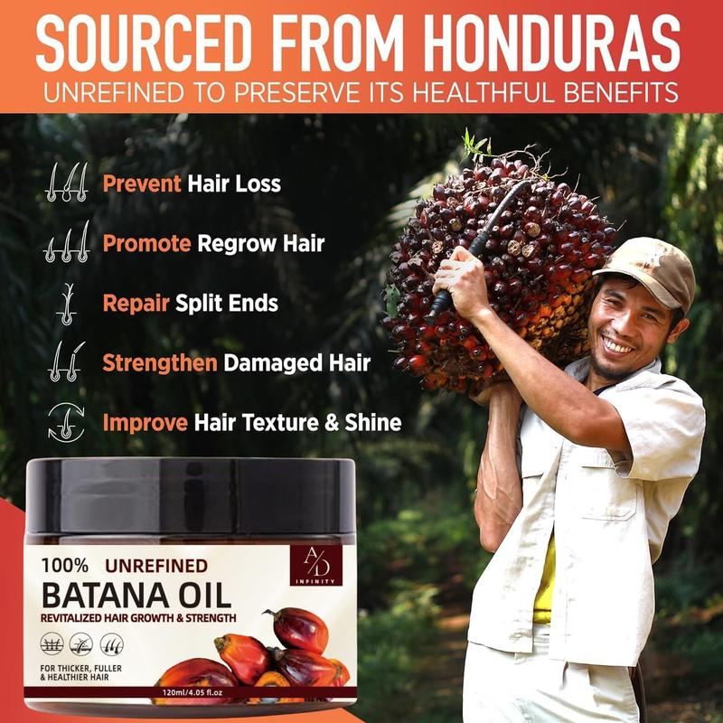 100% Unrefined Raw Batana Oil for Hair Growth Dr. Sebi Organic Pure from Honduras with Keratin, Coffee Extract & Other Ingredients to Enhance Efficacy for Thicker, Strength (4.02 oz, Butter)