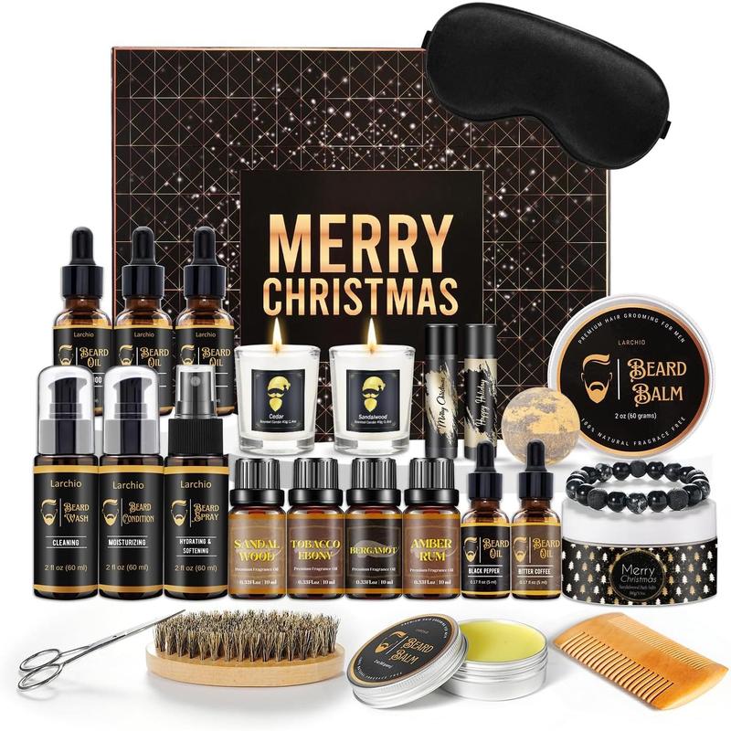 Men Advent Calendar 2024 Adult, 24 Countdown Calendar with Beard Grooming Kits, Scented Candle Men Fragrance Oil Surprise Gifts Husband Father Boyfriend