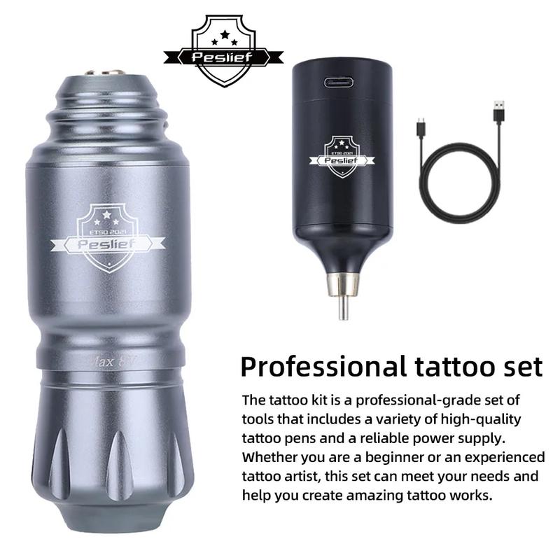 New generation wireless tattoo machine. Complete tattoo kit with 10 tattoo needles suitable for tattooing in many positions.