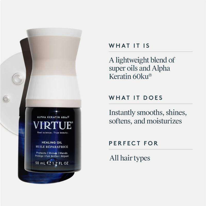 Virtue Healing Hair Oil, Hair Treatment Serum for Damaged Hair, Shake to Activate, Color Safe, 1.7 Fl Oz Haircare Comfort