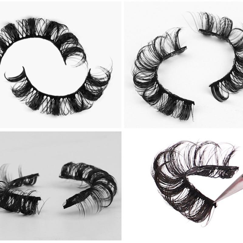 Fluffy False Eyelashes, 10 Pairs Natural D Curling Eye Makeup Strip Lashes, Full Volume Faux Eyelashes for Lashes Extensions, Lash Clusters Kit, Eyelash Extensions, Christmas Makeup Products