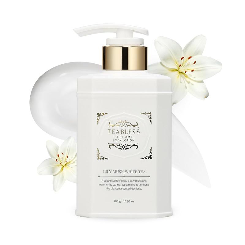 Perfume Body Lotion for Women Lily Musk White Tea (16.93oz 480ml) - Hydrating Vegan Moisturizer for Sensitive Dry Skin - Korean Skin Care - Gentle, Soothing, Non-Greasy, Fragrance, Floral Musk Scent