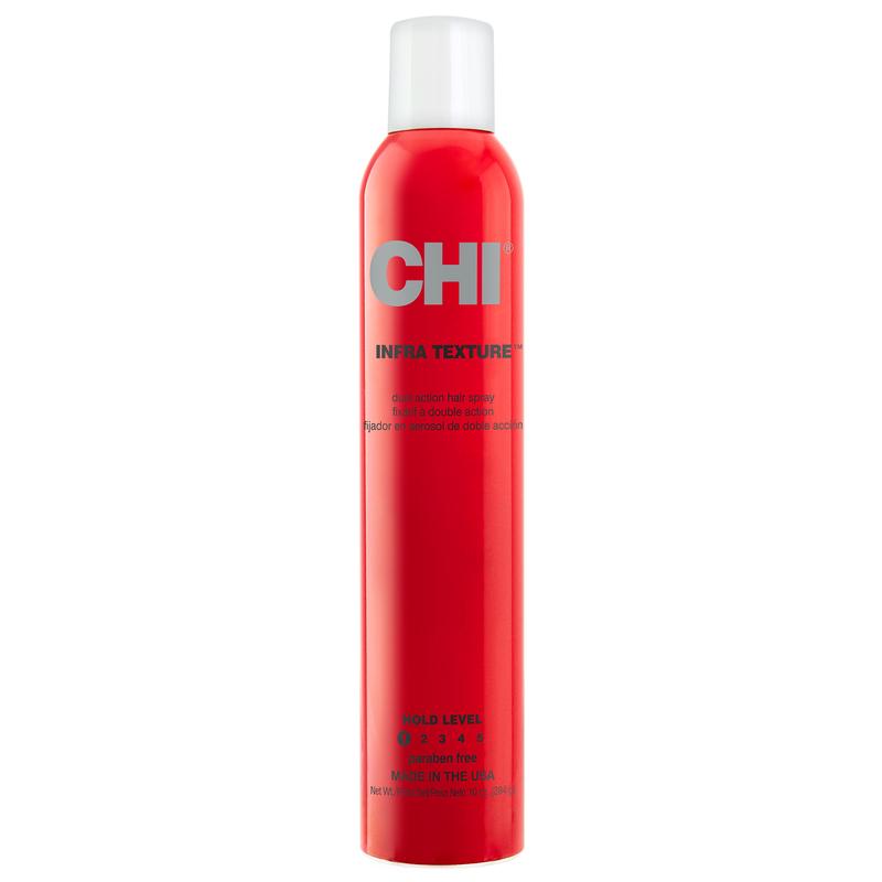 CHI Infra Texture Dual Action Hair Spray, 10oz, Hold Level 1, Paraben Free Gluten Free, Made in the USA