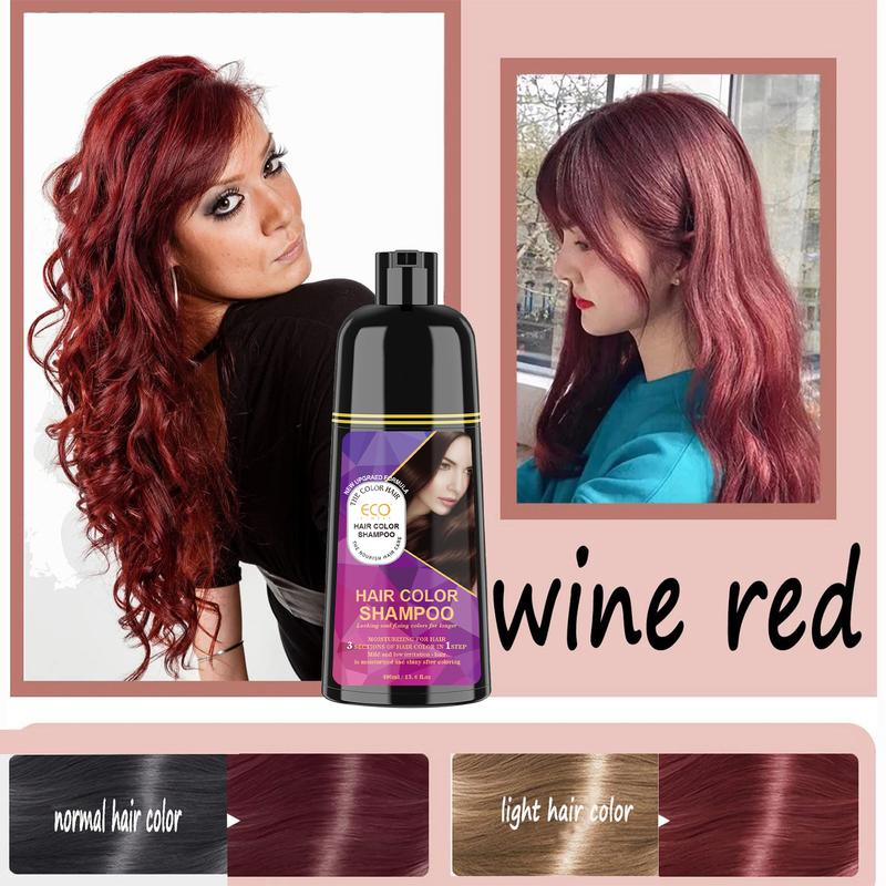 ECO Wine-Red Hair Dye, Quick-Action Hair Coloring Shampoo, Hair Care, Plant Extracts, Long-Lasting Formula Haircare Gel Nourishing