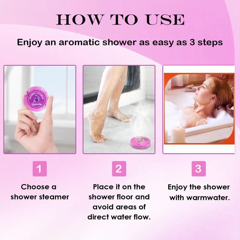 Shower Steamers Tablets, 6pcs set Fizzy Spa Bath Bombs, Relaxing Bubble Bath Bomb with Essential Oils, Bath & Body Care for Men & Women