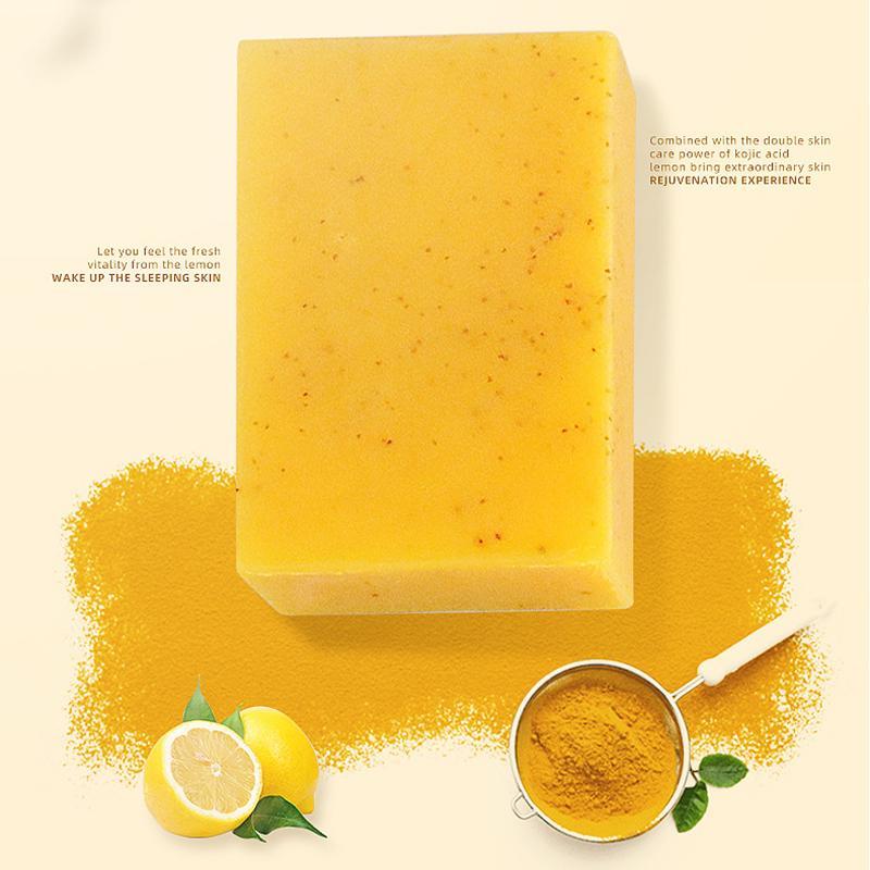 Turmeric & Kojic Acid Soap, 4 9 15pcs Lemon Bath Soap, Skin Brightening Exfoliating Handmade Soap, Gentle and Moisturizing Soap for Face and Body