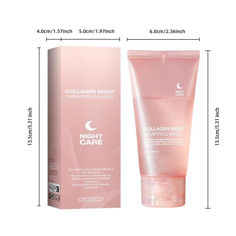 Collagen Overnight Wrapping Peel Off Mask, 3 Boxes Moisturizing Facial Mask, Gentle Cleaning Facial Mask, Hydrating Facial Skin Care Product for Women & Men, Christmas Gift