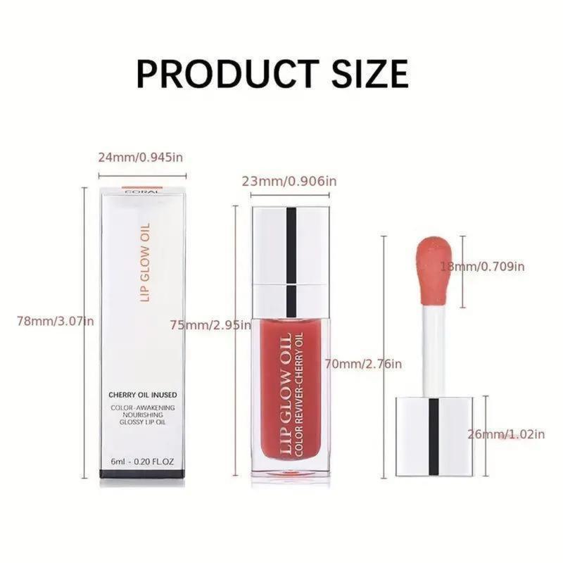 Hydrating Lip Glow Oil - Moisturizing Plumper Gloss, Transparent Tinted Balm for Nourishing Care - Clear Lip Gloss for Moisture and Comfort