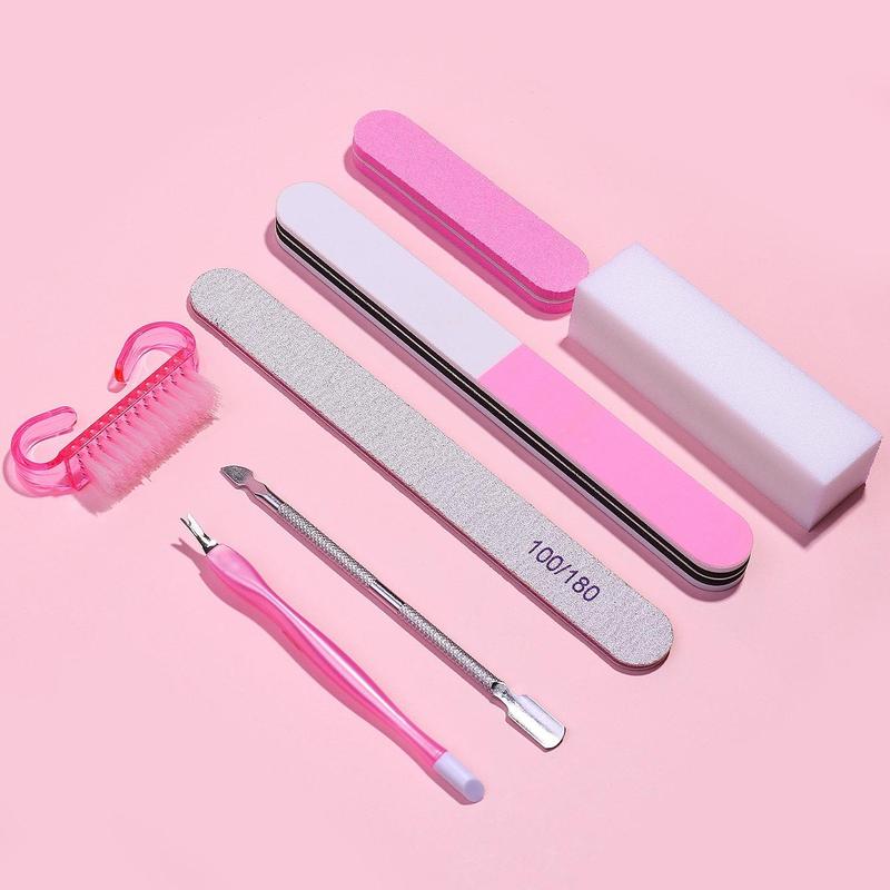 7pcs Nail Cleaning Kit with Nail Files Nail Brushes, Portable Manicure Kit Pedicure Kit, Nail Polishing, Nail Care & Nail Art