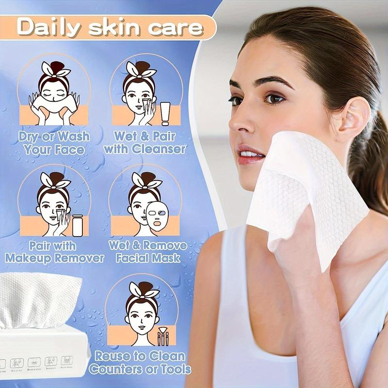 Disposable Face Towel, 100pcs 200pcs 400pcs Soft Cotton Facial Dry Wipes, Multi-purpose Towel for Skin Care, Makeup Remover, Face Wipes and Facial Cleansing