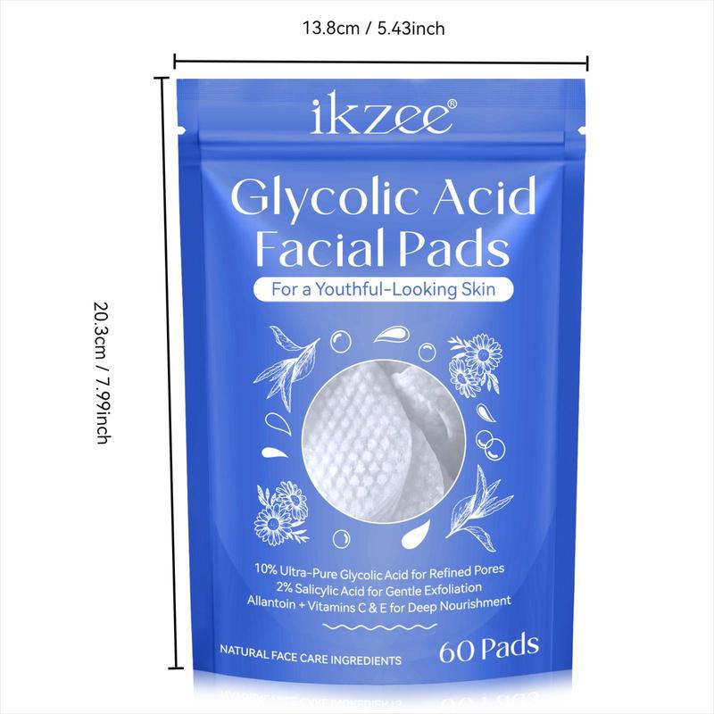 Glycolic Acid Facial Pads, 60pcs set Oil Control Facial Pads, Skin Smooth Facial Cleansing Pads, Facial Skin Care Product for Women & Men