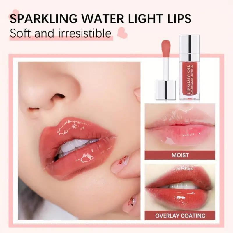 Hydrating Lip Glow Oil - Moisturizing Plumper Gloss, Transparent Tinted Balm for Nourishing Care - Clear Lip Gloss for Moisture and Comfort