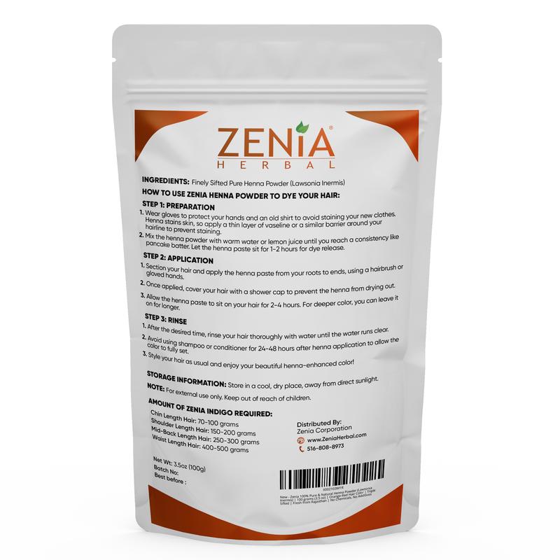 100g Zenia Pure Henna Powder Natural Hair Color   Hair Dye