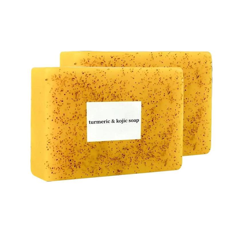 Lemon Turmeric & Kojic Acid Soap Bar, Face & Body Wash, Daily Skin Cleanser Sets, Moisturizing Gentle Kojic Acid Soap Bar Set with Soap Saver Bags