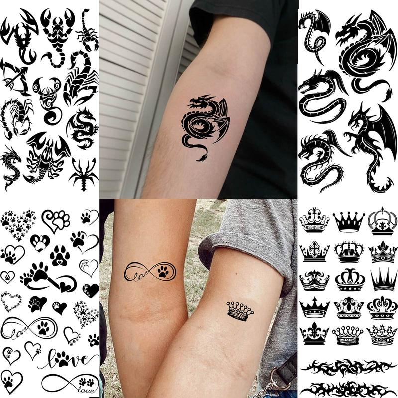 Animal Pattern Temporary Tattoo Sticker, 15pcs set Waterproof Fake Tattoo Sticker, Creative Body Art Sticker for Men & Women