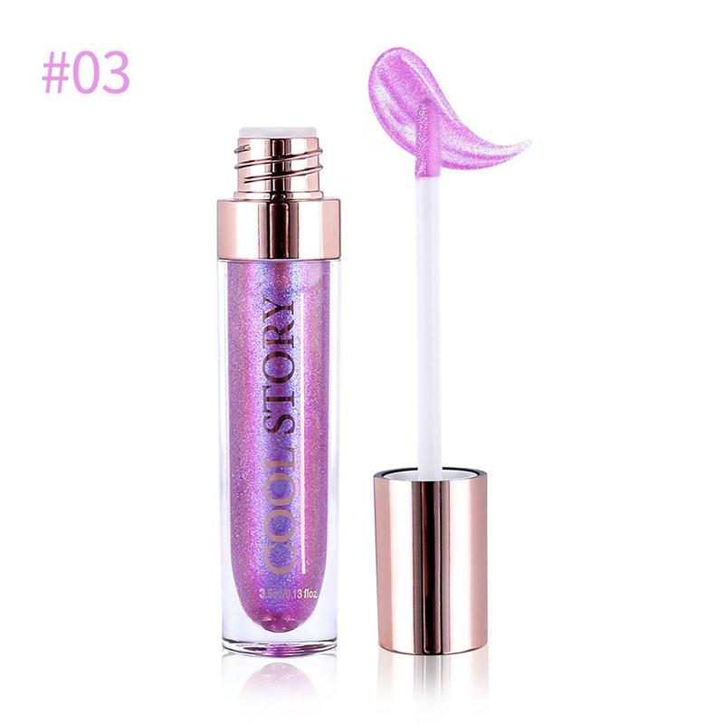 Glitter Lip Gloss, Shimmering Lip Glaze Stick, Long Lasting Tinted Moisturizing Liquid Lip Balm, Glossy Lip Glaze Stick, Plumping Lip Oil Lip Stick for All Occasions Makeup, Girls and Women, Christmas Gift