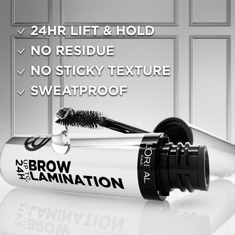 L'Oreal Paris Infallible Up To 24H Wear Brow Lamination, Water-Resistant Longwear Eyebrow Gel Make Up, Clear Transparent