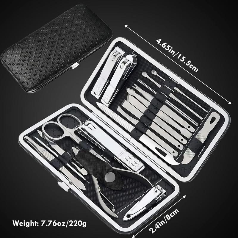 Manicure Set - 19 in 1 Professional Nail Clippers Pedicure Kit, Manicure Tool Kit, Stainless Steel Facial Grooming Set Kit, Gift Idea for Women, Men, Girls, Teens, Black