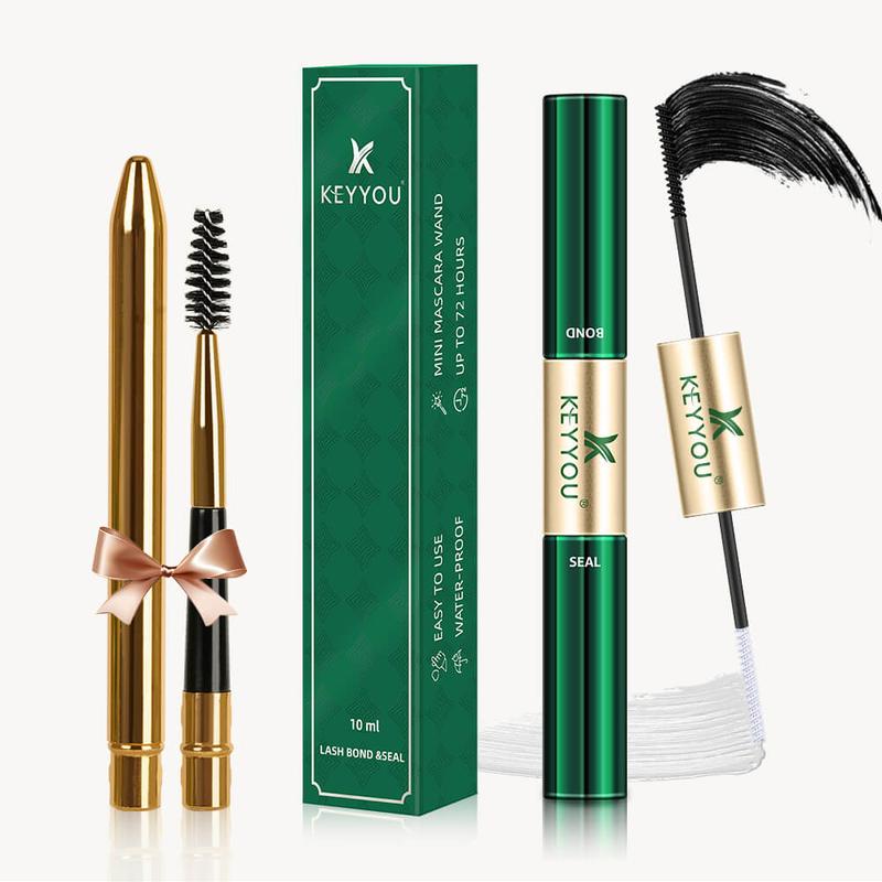 KEYYOU Waterproof Lash Bond & Seal 10ml with Mascara Brush- Eyelash Adhesive for Long-Lasting Makeup - Eyelashes