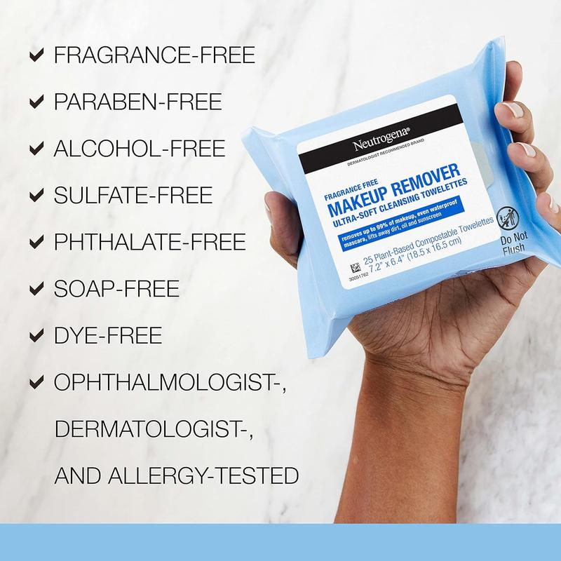 Neutrogena Cleansing Fragrance Free Makeup Remover Face Wipes, Cleansing Facial Towelettes for Waterproof Makeup, Alcohol-Free, Unscented Gentle Daily