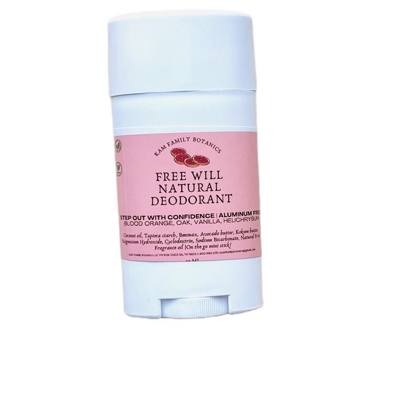 Free Will All Natural Aluminum Free Deodorant Blood Orange Vanilla Organic Body Care