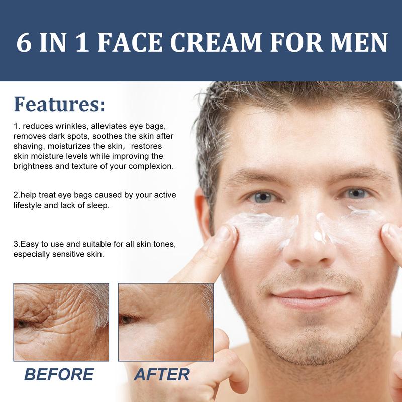 East Moon 6 In 1 Face Cream For Men, Moisturizing And Smoothing Facial Cream For Fine Lines, Bags And Dark Circles Skincare Aloe