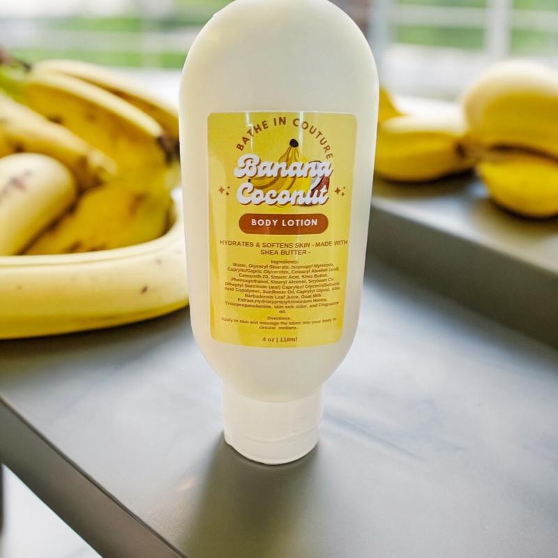 Banana Coconut Body Lotion Body Care Skin Care Smooth Scented Moisture Shea Butter Blend Moisturizer Honey Silky