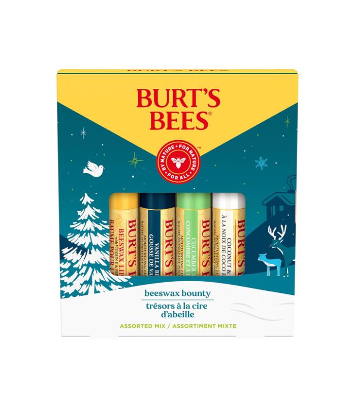 Burt's Bees Christmas Gifts, 4 Lip Balm Stocking Stuffers Products, Assorted Mix Set Skincare Beeswax