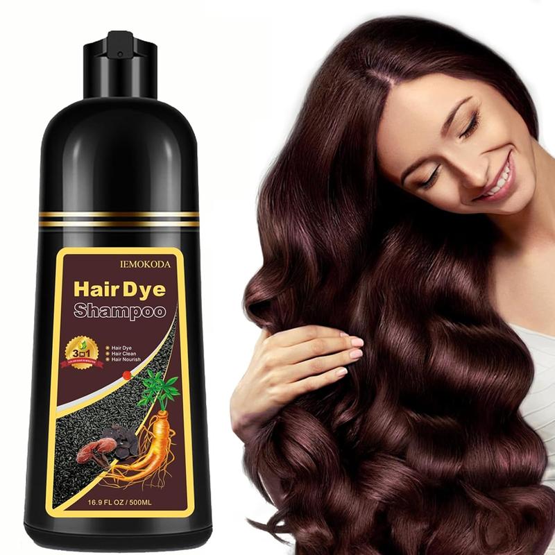 500ml Hair Dye Shampoo for Men &Women, Instant 3 in 1 +99.9% Grey Coverage - Plant Herbal Natural Ingredients Haircare Salon