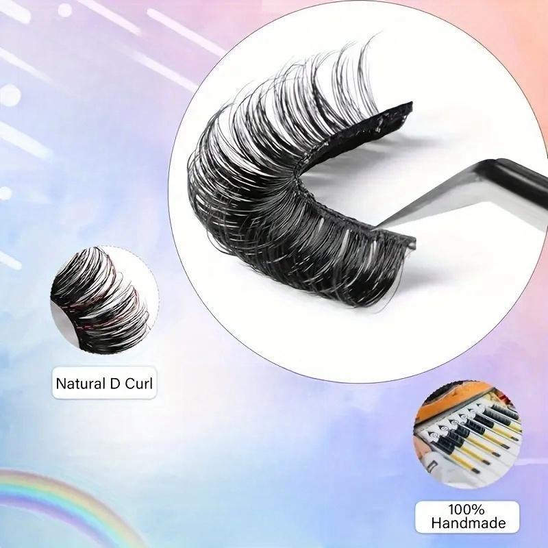 Fluffy False Eyelashes, 10 Pairs Natural D Curling Eye Makeup Strip Lashes, Full Volume Faux Eyelashes for Lashes Extensions, Lash Clusters Kit, Eyelash Extensions, Christmas Makeup Products