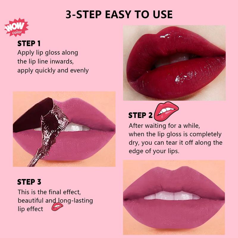 Long-lasting Lip Gloss, 1 Count Waterproof Peel-off Lipstick, Daily Makeup Accessories for Women & Girls, Lip Makeup Product for Daily Use