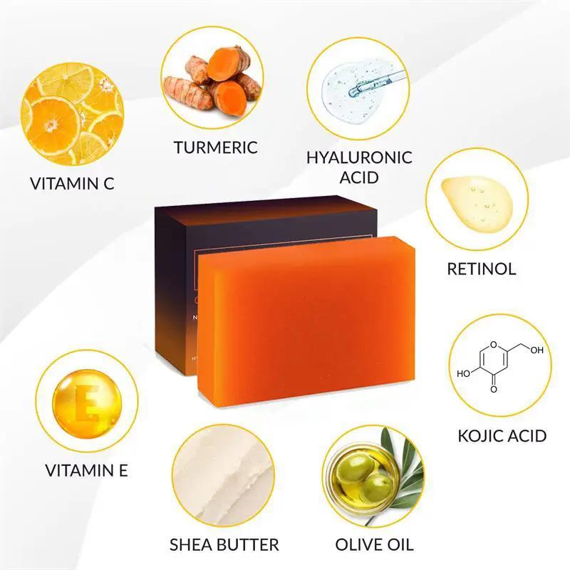 Kojic Acid Soap Bar, 1 Count Retinol & Collagen Turmeric Soap, Deep Skin Care Bath Soap, Body Cleansing Products