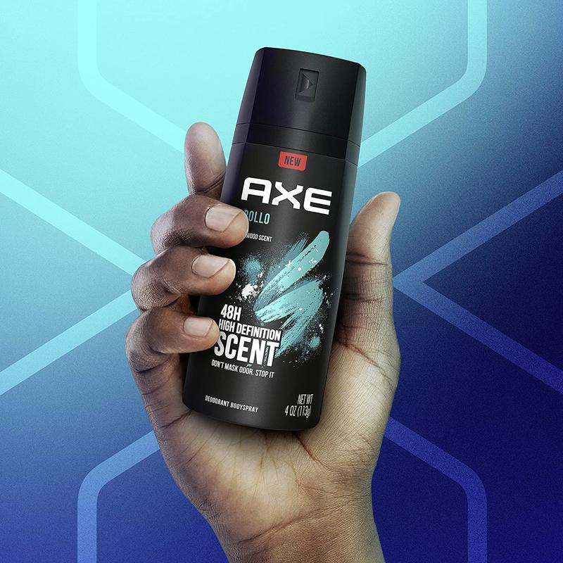 AXE Apollo Body Spray Deodorant for Long-Lasting Odor Protection, Sage & Cedarwood Deodorant for Men Formulated without Aluminum 4 Ounce (Pack of 4) Unilever