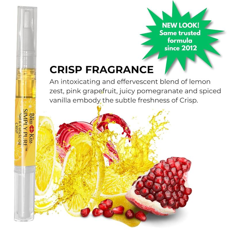 Bliss Kiss | 1 Crisp Fragrance | Nail Oil Cuticle Pen w Vitamin E & Jojoba⏤Nail Strengthener Nail Growth Serum for Brittle Peeling Breaking Thin Nails